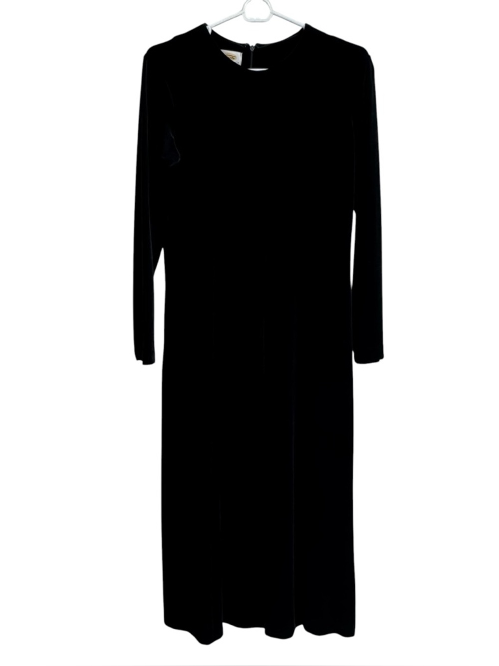 Talbots Size Small Petite Black Velvet Polyester/Spandex MIDI Dress